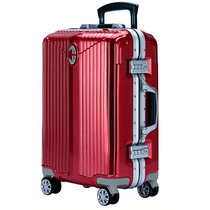 AC米兰 行李箱拉杆女个性欧美拉杆箱旅行箱登机箱20寸超轻拉杆箱男万向轮 V领铝框款AC010(法拉利红 29寸)
