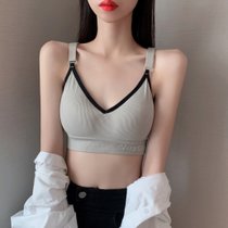 帕兰朵美背文胸后背蝴蝶内衣无钢圈裹胸无缝吊带背心  XXS小码(灰色 XS)