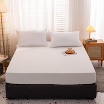 水洗棉磨毛床笠简约纯色单件床罩床单罩防尘套床套1.5/1.8m床垫套保护罩(月光白)