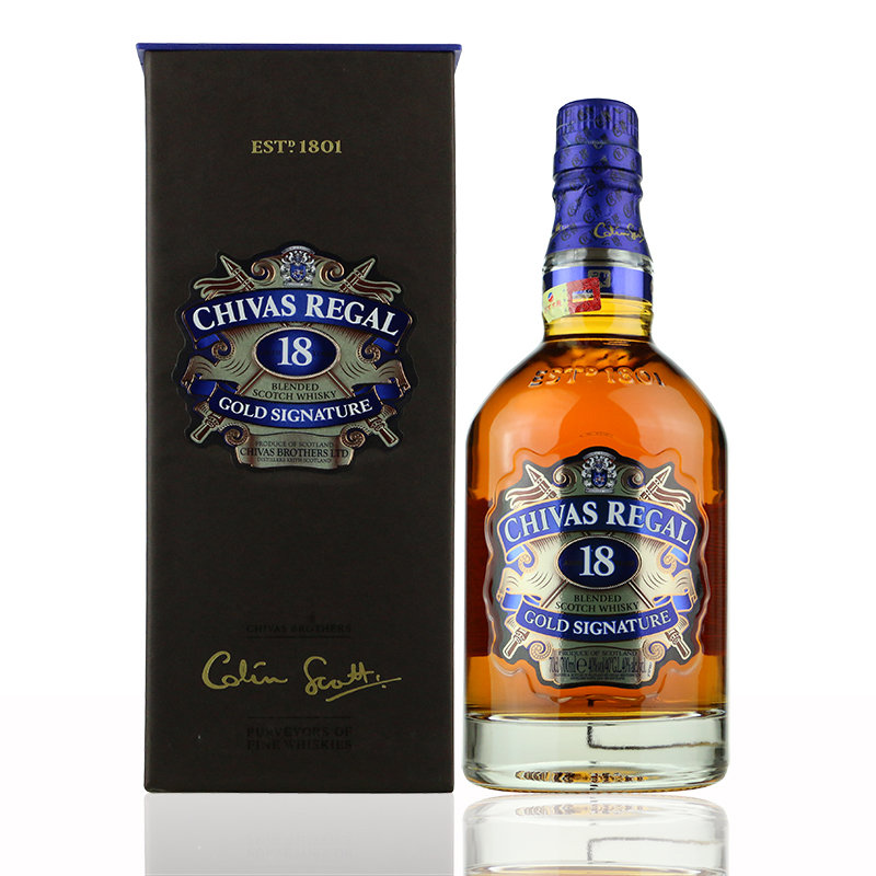 英国【chivas regal】芝华士18年威士忌750ml 40度 保证*带盒