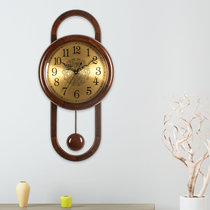 汉时（Hense)欧式复古实木装饰挂钟创意客厅古典石英静音摆钟HP11(胡桃木-石英机芯)