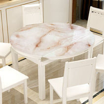 第六日创意伸缩实木钢化玻璃烤漆餐桌餐台(大理石纹单个餐桌)