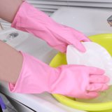 家务洗碗手套男女防水加厚耐用夏季厨房洗衣服橡胶薄款乳清洁手套(（3双）粉色 M码（中号）)