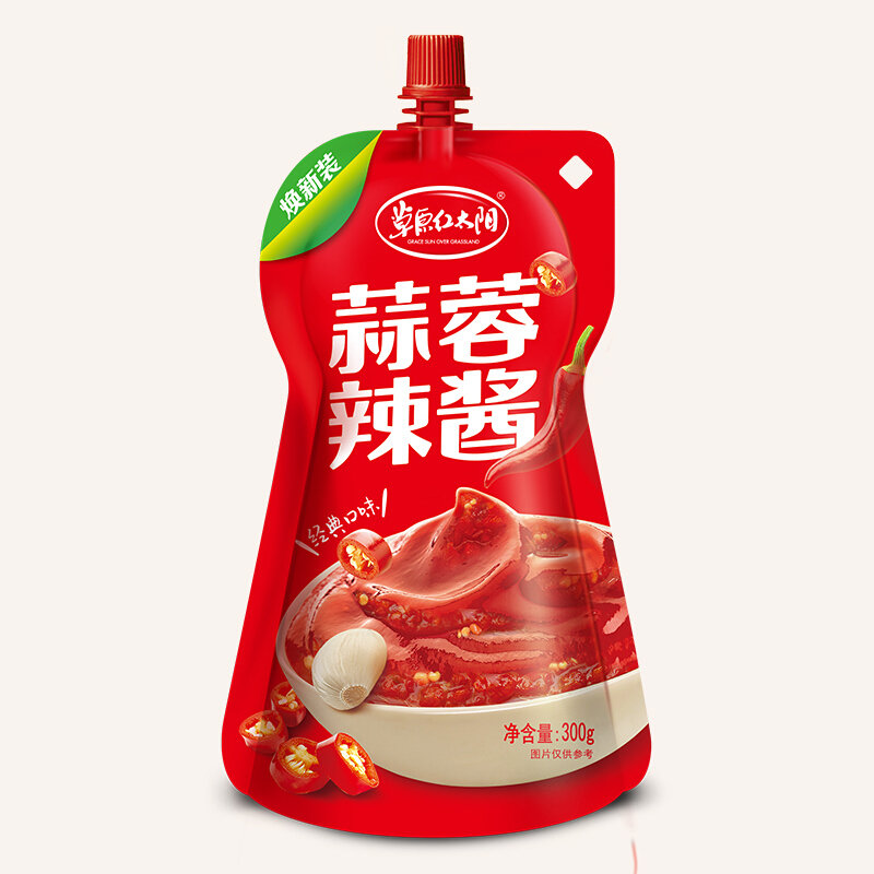 厨房调味草原红太阳蒜蓉辣酱300g 国美甄选返回商品页 >