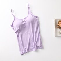 莫代尔吊带背心女带胸垫 免穿文胸罩杯一体式bra大码内衣外穿夏季(香芋紫【吊带款】 XL)