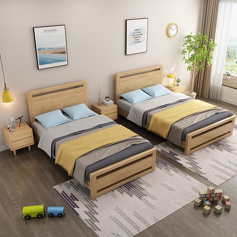 床冬巢北欧实木床12米单人床15m家用小户型13520cm弹簧床垫15001900mm