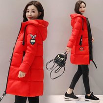 2021新款棉衣女中长款韩版冬装加厚外套修身时尚小棉袄百搭大码潮(红色 L【建议100-115斤】)