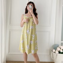 SUNTEK绵绸睡衣女夏绸吊带睡裙甜美可爱性感休闲可外穿背心裙家居服(明黄色 669玉桂狗)