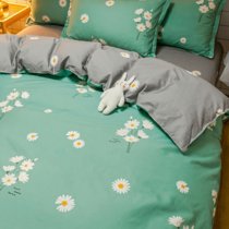 四件套床上用品双人床单被套床上4件套(花季绿)