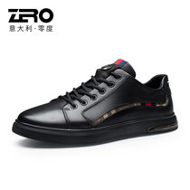 Zero零度板鞋男2021新款透气男鞋真皮百搭小白鞋时尚休闲鞋子男潮(黑色 40)