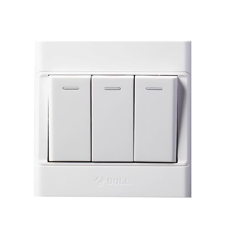开关公牛bullg05k311y开关插座面板三开单控带荧光返回商品页