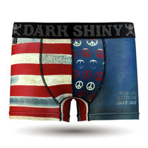 DarkShiny 超柔超滑超细 徽章国旗拼色 男式平角内裤「MBLK15」(花色 XL)