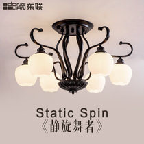 东联现代简约LED客厅灯吸顶灯具美式乡村田园卧室餐厅灯房间灯饰x56(黑色/6头（不带光源）)