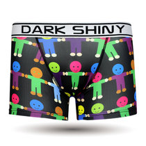 DarkShiny 日本原创品牌 卡通小饼干人 男式平角内裤「MOSW06」(黑色 L)