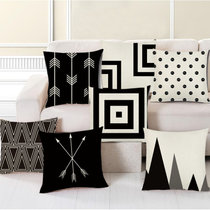 黑白纯棉麻亚麻不含芯客厅沙发靠枕套样板房靠垫套抱枕套(JHB-2(1))