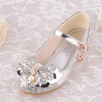 女童公主皮鞋模特比赛儿童鞋高跟时尚单鞋粉银白配礼服公主裙(银色)(31码内长19.5cm)