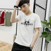 左岸男装圆领短袖T恤韩版修身青少年时尚休闲半袖T恤衫潮(白色 XXXL)