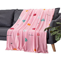凯诗风尚法兰绒毛毯办公室可爱印花空调午睡毯子居家沙发盖毯(粉蘑菇)