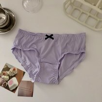 SUNTEK内裤少女裆夏季薄款低腰女生可爱日系纯欲纯色女士三角裤(均码 （95-115斤左右） 紫色 【冰丝1条装】)