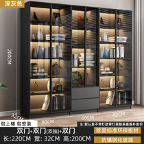 手办展示柜轻奢书柜玻璃门置物柜乐高模型储物柜雕像实木定制柜子(双门80+双门双抽60+双门80cm【包上楼包安装】 默认版本)