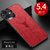 斑马龙 苹果12手机壳iPhone12pro祥鹿树纹壳12ProMax防摔商务保护套(激情红 苹果12Mini 5.4寸)