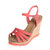 Daphne/达芙妮夏新款女鞋拼色锯齿木纹露趾凉鞋1014303019(红色 37)