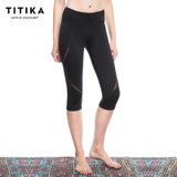 TITIKA瑜伽服女透气弹力紧身中裤运动跑步健身瑜珈七分裤11004(黑色 XS)