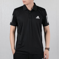 Adidas阿迪达斯男装 夏季网球运动短袖POLO衫DU0848(黑色 M)