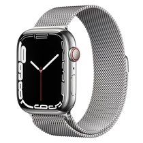 Apple Watch Series 7 智能手表 GPS款+蜂窝款 45毫米银色不锈钢表壳 银色米兰尼斯表带MKJW3CH/A