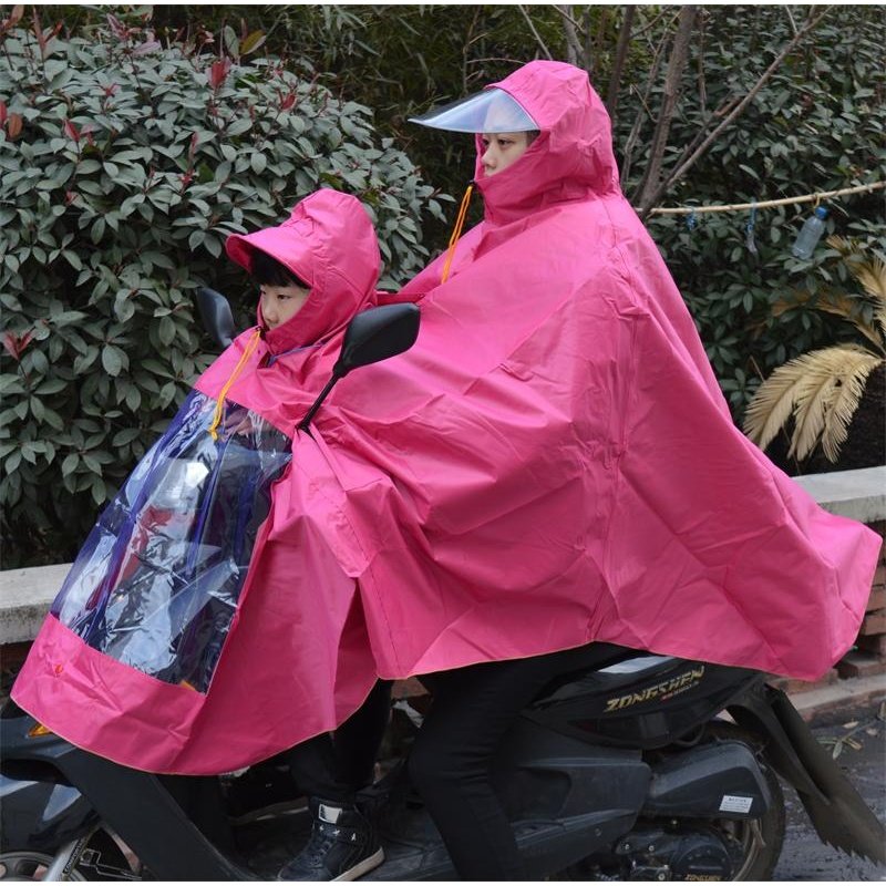 【创简坊雨伞雨具图片】母子雨衣电动自行车加厚加肥单双人雨披面罩款