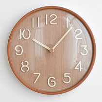 MJK现代简约钟表实木挂钟客厅挂墙时钟静音家用北欧时尚创意轻奢(12英寸（直径30.5厘米） 深木色B)