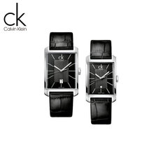 卡文克莱CK手表 时尚方形日历夜光情侣一对表石英表男表K2M21107女表K2M23107