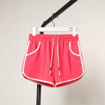 2018夏季新款宽松高腰运动短裤女跑步瑜伽阔腿热裤家居沙滩裤女(西瓜红)