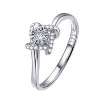 谢瑞麟 18K金钻石戒指环群镶气质女款求婚订婚结婚 白金钻戒