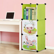 索尔诺卡通书柜儿童书架自由组合玩具收纳柜简易储物置物架柜子(A6103果绿色 单排书柜)