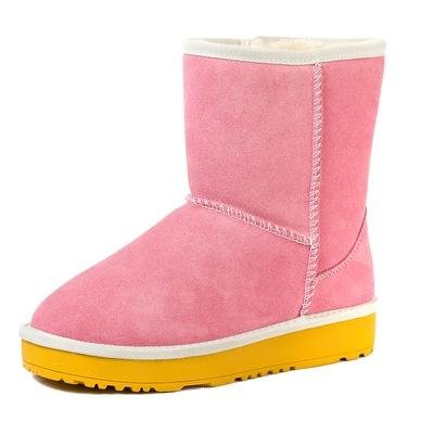 欧伦莎雪地靴推荐：欧伦莎牛皮甜美色保暖时尚防滑防水雪地靴