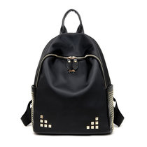 薇米儿女式双肩包韩版新款女士背包简约休闲旅行包书包(黑色)