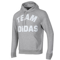 Adidas阿迪达斯男子冬季运动休闲连帽套头衫卫衣DX7957(浅灰色)