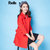 拉夏贝尔Puella普埃拉2018春装新款纯色西装领中长款外套风衣女20007701(大红 M)