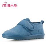 米基 真皮雪地靴平跟鞋子潮流时尚短靴冬季保暖靴X33(蓝色 36)