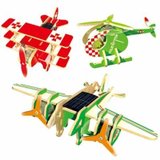 若态科技Robotime益智玩具太阳能创意玩具木质拼插小飞机模型P430