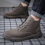 男靴2021秋冬新款战术马丁靴休闲皮鞋中帮靴子英伦潮流切尔西靴(棕色 44)