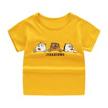 2021夏季新款纯棉短袖T恤儿童夏装宝宝上衣(110码 JDX-全棉短袖单-黄色呆头呆脑)
