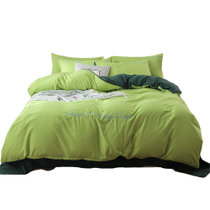 黛格单双人床上用品 1.5m 1.8m 2.0m床水洗棉纯色绣花四件套 被套 床单 枕套(1简单生活 默认)