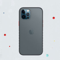 苹果12磨砂透明肤感手机壳 保护套镜头全包防摔防撞色透明磨砂男女款手机壳(黑色 iPhone 12 Pro Max)