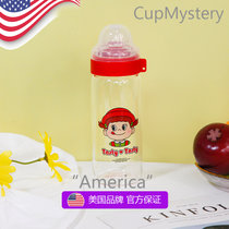 美国 cup mystery进口材质卡通提绳时尚大气女士学生党奶瓶玻璃杯(蜜蜂 双层熊猫)