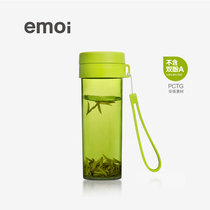 基本生活emoi 便携带盖随手杯水杯防漏塑料泡茶杯子H1082 H1081(绿色 360ml)