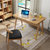 恒兴达 日式北欧实木书桌现代简约家用台式橡胶木电脑桌椅抽屉写字办公台(原木色 书桌+书椅)