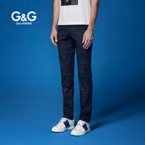 G&G男装新品春季时尚炫彩色男士休闲裤棉小脚长裤修身工装裤男裤(深蓝色 38)