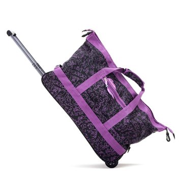 卡拉羊C8179樱桃小丸子系列拉杆旅行包（黑色紫线条）